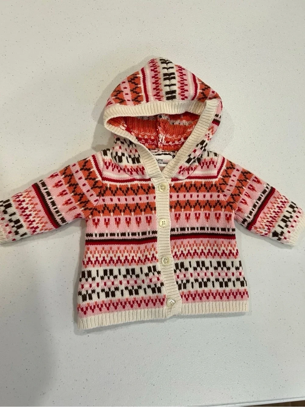 OshKosh B'gosh Hooded Cardigan in Pink & Cream